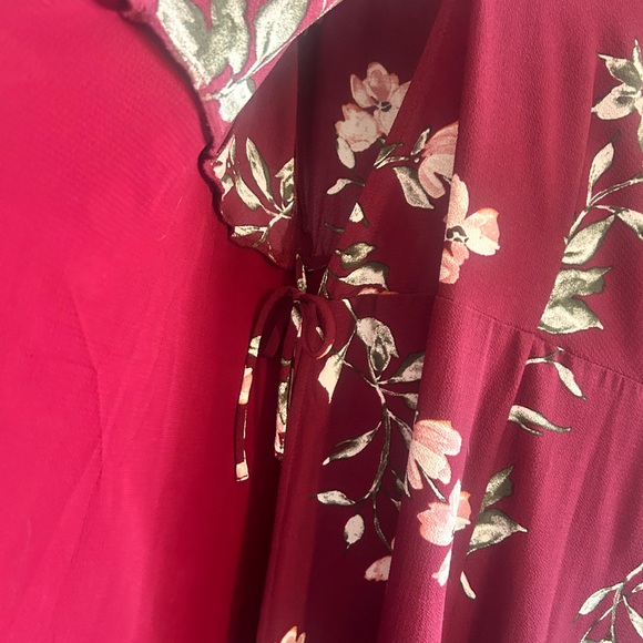 September Sunsets Burgundy Floral Print Wrap Maxi Dress - Picture 9 of 9